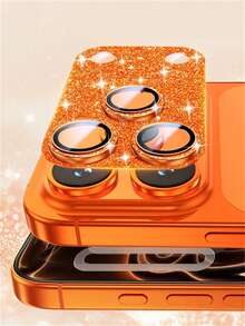 Miếng dán bảo vệ ống kính camera cao cấp, sáng bóng, tương thích với iPhone 17Pro Max 17Pro 16 15 14 Pro Max, kính cường lực chống rơi vỡ. - trái cam - Xem 4