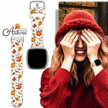 Compatible With Watch Band Fitbit Versa 3, Versa 4, Sense, Sense 2, Holiday Pattern Silicone Replacement Strap{Inchcolor_nameinch:InchAutumnColorWhiteinch,Inchsize_nameinch:InchForVersa4/Versa3/Sense2/Senseinch} - AutumnColorWhite - View 7