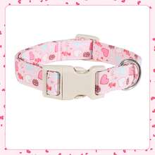 1 pieza Collar ajustable para perro del Día de San Valentín con patrones multicolor de corazones, caramelos y galletas, hebilla de liberación rápida, argolla en D para correa, colgante con forma de corazón - Regalo perfecto para todas las razas de perros, adecuado para uso en interiores/exteriores, uso diario, sesiones de fotos, fiestas de cumpleaños y bodas - Para perros machos y hembras - Rosa - Ver 8