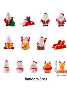 13 قطعة من تماثيل الراتنج المصغرة لعيد الميلاد، مجموعة زينة عيد الميلاد المصغرة تشمل بابا نويل وغزلان ورجل الثلج، تماثيل عيد الميلاد المصغرة للحرف اليدوية وديكور الحديقة والبيت الدمى والبونساي والمناظر الطبيعية الشتوية الصغيرة (بأنماط عشوائية)