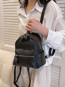 2025新款时尚迷你背包，多功能个性化设计，适合旅行和学生使用。 - 黑色 - 查看 2
