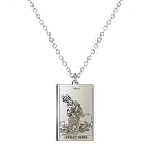 TEAMER Stainless Steel Tarot Cards Necklace Vintage Tarot Jewelry Good Luck Amulet Pendants For Women{Inchcolor_nameinch:InchSilver-STRENGTHinch} - Độ bền bạc - Xem 1