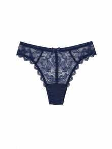 ​Conjunto de Bragas de Encaje Floral Ultra Suave y Transparente (4 Piezas) - Estilo Brasileño de Corte Alto, Sin Costuras y con Lazo Delantero - Lencería Sexy Cómoda y Transpirable en Tonos Neutros y Oscuros para Uso Diario o Noches Especiales - Multicolo L - Ver 4