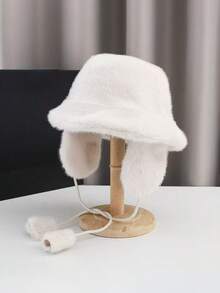 1pc Women's Accessory - Winter Ear Warmer Hat, Faux Fur Lined Fisherman Beanie, Warm And Windproof For Outdoor, Faux Fur Wide Brim Bucket Hat, Suitable For Daily Wear Women Winter Clothes - A - View 1