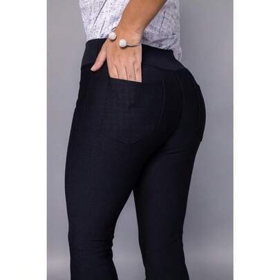 Calça Legging Flare Feminina Com Bolso Traseiro Feminina Malha Crepe