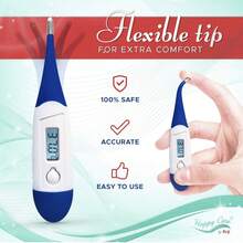 Termómetro flexible para axila y axilas rectales orales, para bebés, niños y adultos, el mejor termómetro digital rápido de 10 segundos para fiebre corporal para bebés, - Azul - Ver 1