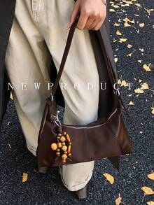 1 Túi đeo nách chắp vá cổ điển dành cho nữ, Túi đeo nách chất liệu PU, Tặng phụ kiện trang trí miễn phí khi theo dõi cửa hàng, Thích hợp cho các buổi đi chơi hàng ngày, hẹn hò, đi làm - Cà phê - Xem 9