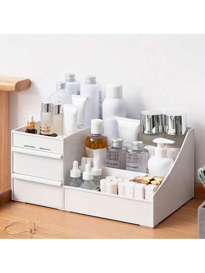 1pc Large Capacity Makeup Organizer Box, Makeup Drawer Organizer, Jewelry, Nail Polish Cosmetic Box, Desktop Storage Box