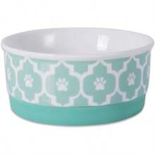 DII Lattice Ceramic Pet Bowl For Food And Water With NonSkid Silicone Rim For Dogs And Cats Small 4.25" Dia X 2" H Aqua Set Of 2 - Aqua - View 3