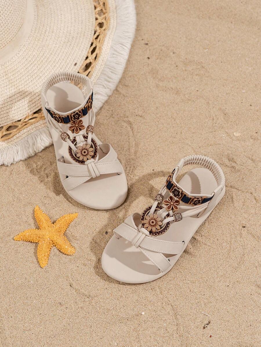 This Children's Patterned Sandals Are Versatile, Suitable For Summer, Beach And All-Day Wear, Comfortable And Breathable, Suitable For Summer Living, Casual Wear And Outdoor Play, Bohemian Style Sandals. - Beige - View 1