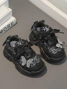 1双儿童透气网面运动鞋，韩版时尚幼儿防滑软底鞋，舒适透气婴儿鞋，便捷魔术贴设计，春夏款 - 黑色 - 查看 4