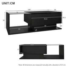 Glossy Black Coffee Table 100x50x32 Cm With Glass Top, Drawers, Scratch Resistant, With 1 Drawer, LED Lighting, Modern Style. - Black - View 10