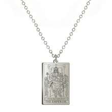 TEAMER Stainless Steel Tarot Cards Necklace Vintage Tarot Jewelry Good Luck Amulet Pendants For Women{Inchcolor_nameinch:InchSilver-THEEMPERORinch} - 銀-THEEMPEROR - 查看 1