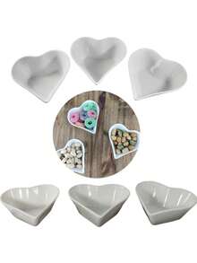 Juego de cuencos de porcelana blanca con formas diferentes de porcelana de 3 piezas c/u - Corazón - Ver 5