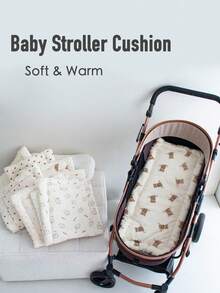 Cozy Baby Stroller Insert Pad, Warm Soft Cushion With Cartoon Patterns - Perfect For Baby's Stroller
