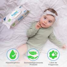 Toallitas Húmedas para Bebé, 100% Fibras Naturales, Suaves y Resistentes, Sin Fragancia, Textura Extra Suave para una Limpieza Delicada, Hipoalergénicas y Seguras para Piel Sensible (8 pz) - 4 piezas - Ver 8