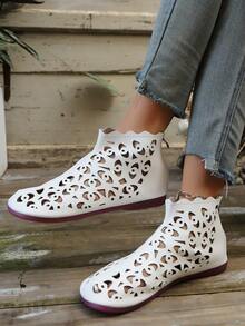 New Minimalist Soft Toe Cap Black Mary Jane Shoes, Round Toe Retro Style, Sweet & Comfortable Strap Flats, Suitable For Mothers - Beige - View 5