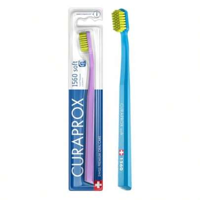 TFKI Curaprox CS 1560 Soft Toothbrush Firmer Brushing Experience Gentle Plaque Removal For Adults Single Pack Random Color