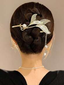 1件装时尚仿珍珠百合花水晶奢华发夹发饰,适合女性日常生活、运动、度假、旅行、海滩、派对、返校季、毕业季、节日礼物、猫耳爪夹发爪发卡、学习用品、珍珠发饰、女士度假装扮、头部配饰、发夹、母亲节礼物 - 彩色 - 查看 7