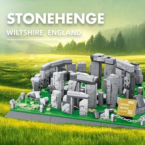 753-Piece Stonehenge Building Blocks Set (World-Famous Architecture Model) - High Particle Count Restores Stonehenge Details World-Famous Architecture Model For Collection Tabletop Decoration After Building Suitable For Kids Over 6 Adult Architecture Model Collection Unique Christmas Thanksgiving Gifts