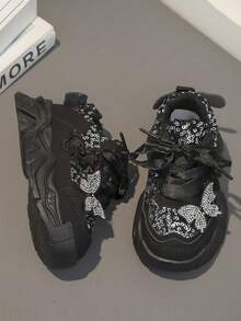 1双儿童透气网面运动鞋，韩版时尚幼儿防滑软底鞋，舒适透气婴儿鞋，便捷魔术贴设计，春夏款 - 黑色 - 查看 3