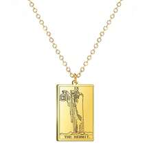 TEAMER Stainless Steel Tarot Cards Necklace Vintage Tarot Jewelry Good Luck Amulet Pendants For Women{Inchcolor_nameinch:InchGold-THEHERMITinch} - 黃金-THEHERMIT - 查看 1