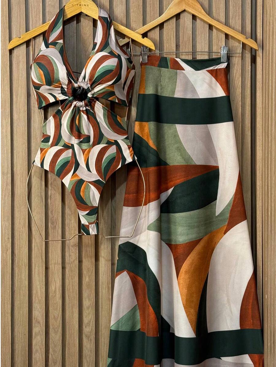 Premium Beach Cover-Up Swimsuit Bodysuit And Pareo Set Kit - Moonlight Of the Backlands - View 1