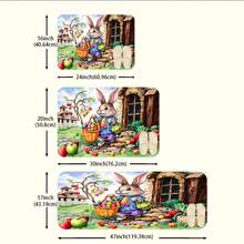 1pc Whimsical Rabbit And Basket Designed Floor Mat – Non-Slip, Stain-Resistant Polyester Mat, Quick-Drying Mat For Kitchen, Laundry Room, Bathroom, Ideal For Easter, Christmas, Valentine's Day, Thanksgiving Decorations, Washable Area Mat - Multicolor - View 8