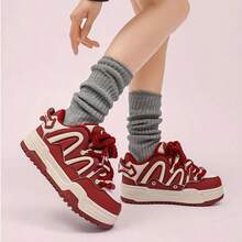 All-Season Platform Height-Increasing Christmas Red Original Loaf Shoes Outdoor Skateboard Sports Casual Shoes For Men And Women - 紅色 - 查看 2