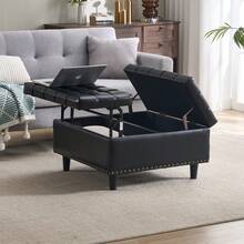 Square Storage Chair, Lift-Top Bench With Storage Space, Suitable For Living Room, Bedroom, Study, Upholstered Storage Box (Beige)