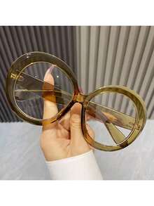 Oversized Round Transparent Glasses Funny Color Fashion Eyewear Decorative Men Women Eyeglasses - 藍色的 - 查看 5