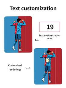 1 chiếc ốp lưng máy tính bảng trong suốt có thể tùy chỉnh, gập 3 lần, phối màu đỏ và xanh dương, in chữ hình vận động viên, in màu rõ nét, viền mềm TPU bảo vệ, khe cắm bút chì tích hợp, chân đế gập 3 lần, chức năng ngủ/thức từ tính, ốp lưng dạng gập tương thích với iPad - Nhiều màu - Xem 12