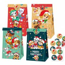 12 Stücke Tasche + 12 Stücke Aufkleber Paw Patrol Weihnachtsthema Party Geschenktüte und Weihnachtsmaske, Geburtstagsdekoration, Geschenkverpackungstüten, Papiertüten, geeignet für Geburtstag, Weihnachten und Silvester Party Zubehör, aber auch eine perfekte Wahl für Thanksgiving (12 Stücke Tasche + 12 Stücke Aufkleber).