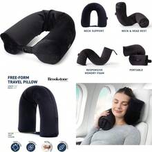 Free Form Travel Pillow - Lightweight Flexible Memory Foam Travel Neck Pillow For Sleeping Car Airplane And Travel Support Size: One Size Black Gift - 黑色 - 查看 1
