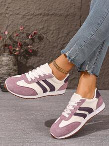 Zapatillas deportivas casuales para mujer, tenis, nuevos zapatos para correr para primavera/verano para damas, estudiantes, zapatos casuales blancos/beige/rojos, para viajes, saltar la cuerda, uso diario, zapatos casuales cómodos y ligeros, entrenadores, tenis - Morado - Ver 6