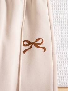 2pcs Tween Girls Casual Butterfly Print Drop Shoulder Crew Neck Long Sleeve Sweatshirt And Pants Set, Thermal Lined Hoodie And Trousers Outfit, Autumn/Winter