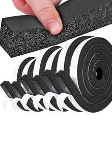 1roll Self-Adhesive Foam Insulation Tape - Weatherproof Seal Strip For Doors & Windows, Soundproofing, Air Conditioner Leak Prevention, 25mm Wide X 20mm Thick X 196.85inch Long, Black - Multicolor - View 4