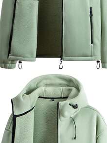 Men's Autumn/Winter Thick Hooded Sweatshirt Sweatshirt, Casual & Fashionable Fleece Jacket - Green - View 3