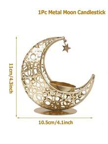 1 Stück Ramadan Gold Metall Halbmond Kerzenhalter, Ramadan Segens Kerzenhalter, Stern Design, Tischdekoration, Eid Mubarak Dekoration, Ramadan Party Zubehör, Islamische Ramadan Versammlungsartikel, Ramadan Heimdekoration, Eid Mubarak Ramadan Geschenk - Gold - Übersicht 3