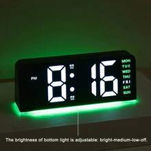 1pc LED Modern Multi-Function Digital Alarm Clock Ambiance Light With Adjustable Brightness, Date Display And USB Power Supply, Dual Alarm Clock Display - Stylish Rectangular Design For Bedroom And Living Room Decor, Bedroom Alarm Clock ( No Battery, Battery Only Memory Function ) Gifts Birthday Graduation Digital Clock Bedroom Decor Dormitory Decor Back To School School Decor School Surprise Home Decor School Supplies