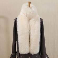 1 Pc Winter Fur Shawl Scarf Furry Scarf Imitation Fox Fur Collar Imitation Raccoon Fur Hat Strip Versatile Elongated For Women - Màu xám đen - Xem 9