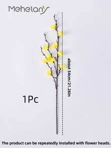 MEHELANY 10/5/2/1 支人造梅花，白色和黄色，21.7 英寸长花茎，适用于婚礼、家居、办公室、卧室装饰、派对餐桌摆饰、室内/室外春季装饰、生日、周年纪念日、母亲节、返校用品