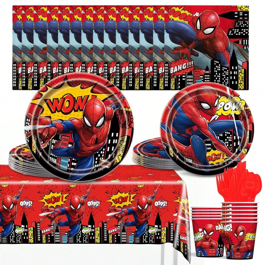 Hasbro Bộ đồ dùng tiệc sinh nhật chủ đề Người Nhện – Đồ dùng trang trí theo chủ đề anh hùng dành cho trẻ em! Bao gồm cốc giấy và khăn giấy, hoàn hảo cho trang trí tiệc mừng em bé. Phong cách siêu anh hùng, không thể thiếu cho các bữa tiệc của người hâm mộ Người Nhện! - Nhiều màu - Xem 1