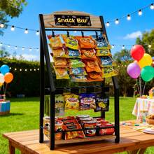 Chip Rack Display Stand, 4 Tiers 20 Clips Snack Organizer, 4 Hanger Strips Hooks Snack Candy Countertop Organizer Snack Holder, Portable Retail Display Shelf For Store, Kitchen, Party - 黑色 - 查看 9