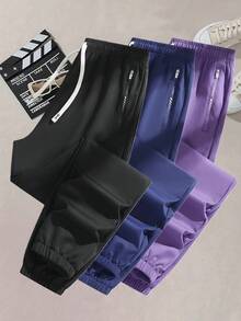 Women's Outdoor Casual Drawstring Waist Pants With Printed Zipper Pockets, Suitable For Leisure, Office, Party And Other Occasions, Spring/Autumn - Black - View 9