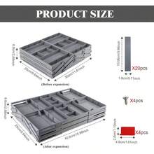 Drawer Insert Organizer Tray Non-Slip Adjustable Compartments For Kitchen Utensils Makeup Jewelry Expandable Storage Box For Drawers 2Row 3Tier - Gray - View 2