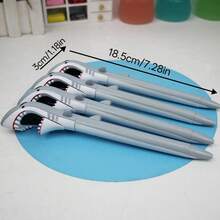 1支鲨鱼K-Pop主题可伸缩黑色圆珠笔 - 趣味十足，神秘办公用品，卡通可爱文具鲨鱼造型圆珠笔，学生书写流畅，办公用品文具，抽象恶作剧流畅圆珠笔，可边吃薯片边做趣味减压签名笔，黑色美人 - 彩色 - 查看 3