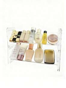 1pc/3pcs Stackable Transparent Acrylic Storage Box Makeup Organizer Display Rack For Lip Gloss, Powder Compact - Multicolor - View 2