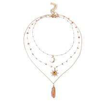 MOSTORY Crystal Sun Fairy Necklace - Crescent Moon Necklace For Renaissance Accessories Women Renfaire Fantasy Jewelry{Inchcolor_nameinch:Inchgold-Orangeinch} - 金橙色 - 查看 3