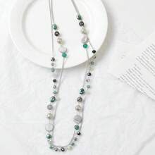 Noessla Layered Long Necklaces For Women Crystal Beaded Statement Necklace Sweater Silver Chain With Gifts Box Jewelry{Inchcolor_nameinch:InchGreeninch} - 綠色 - 查看 7